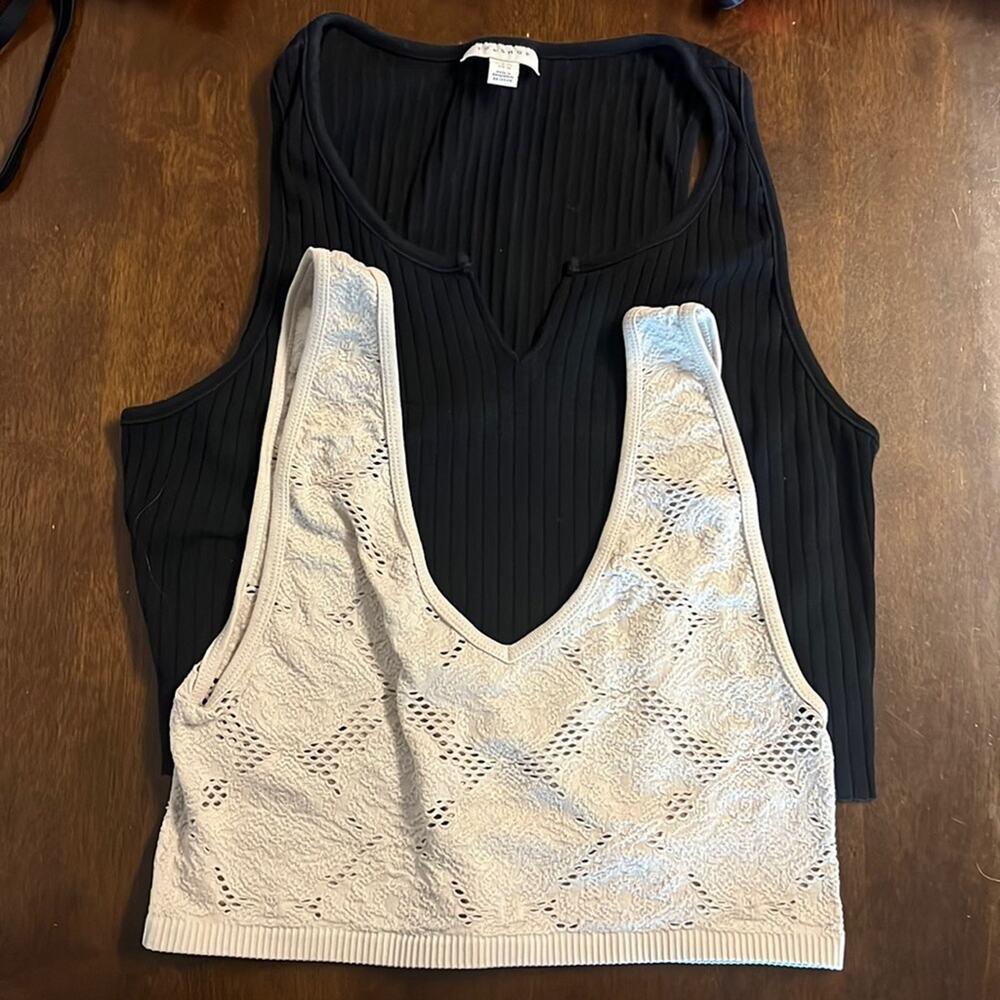 Top Shop + Zara Cropped Tops Ribbed Mesh M/L